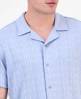 Guess Men's Spencer Printed Short Sleeve Button-Front Camp Shirt