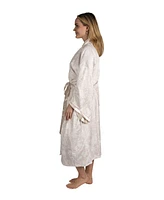 Tahari Women's Velour Kimono Robe with Flowy Bell Sleeves Satin Trim and Tie Front
