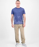 Guess Men's Short Sleeve Paisley Burnout Crewneck T-Shirt