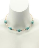 Robert Lee Morris Soho Turquoise Stone Bead Wire Collar Necklace