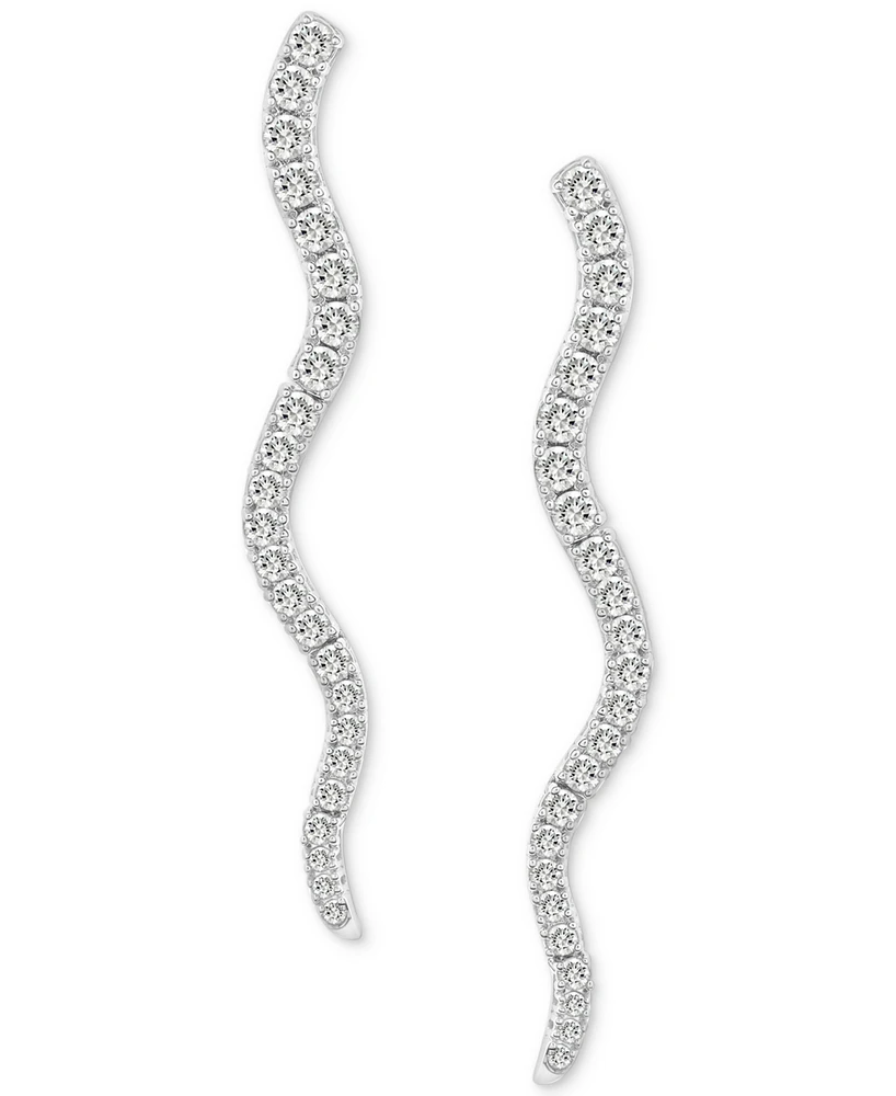 Wrapped in Love Diamond Wavy Drop Earrings (1 ct. t.w.) in 14k White Gold, Exclusively at Macy's