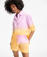 On 34th Womens Ombre Rhinestone Shirt Drawstring Shorts Exclusively At Macys
