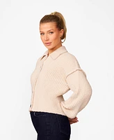 Cable & Gauge Women's Polo Collar Lush Cardigan