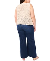 Vince Camuto Plus Pointelle Sleeveless Crewneck Tank