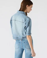 Steve Madden Women's Blu Elbow-Sleeve Denim Trucker Jacket