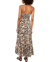 1.state Women's V-Neck Empire-Waist Tiered Maxi Dress