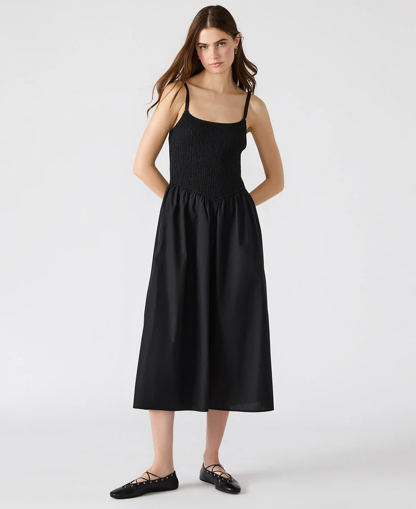 Steve Madden Women's Codie Cotton Smocked Midi Dress