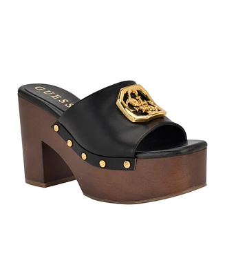 Guess Women's Qisha Quattro G Studded Block Heel Platform Sandals