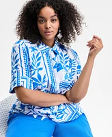 I.n.c. International Concepts Plus Twist-Hem Blouse, Exclusively at Macy's