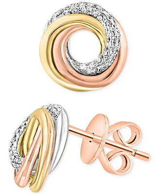 Lali Jewels Diamond Swirl Knot Stud Earrings (1/6 ct. t.w.) in 14k Tricolor Gold