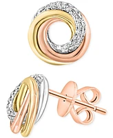 Lali Jewels Diamond Swirl Knot Stud Earrings (1/6 ct. t.w.) in 14k Tricolor Gold