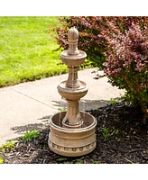 Cyprus 39" H 3-Tier Outdoor Water Fountain - Polyresin Feature for the Patio, Garden, or Yard Gray