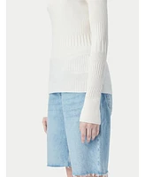 Gobi Cashmere Women's High-neck Ribbed Cotton Silk Cashmere Blend Sweater