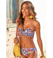 Lascana Women's Tropical Print Bandeau Bikini Swimsuit Top