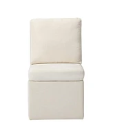 Modern Upholstered Chenille Armless Dining Chairs With Casters