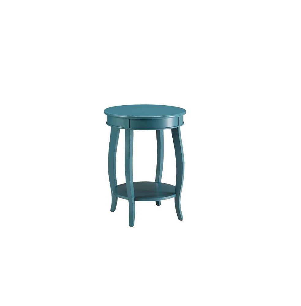 Round Solid Wood End Table with Shelf – Classic Design and Extra Storage