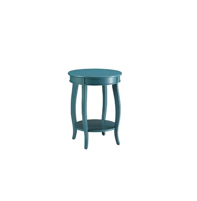 Round Solid Wood End Table with Shelf – Classic Design and Extra Storage