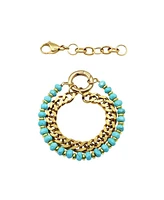 Genuine Stone and 18k Gold Plated Chain Bracelet