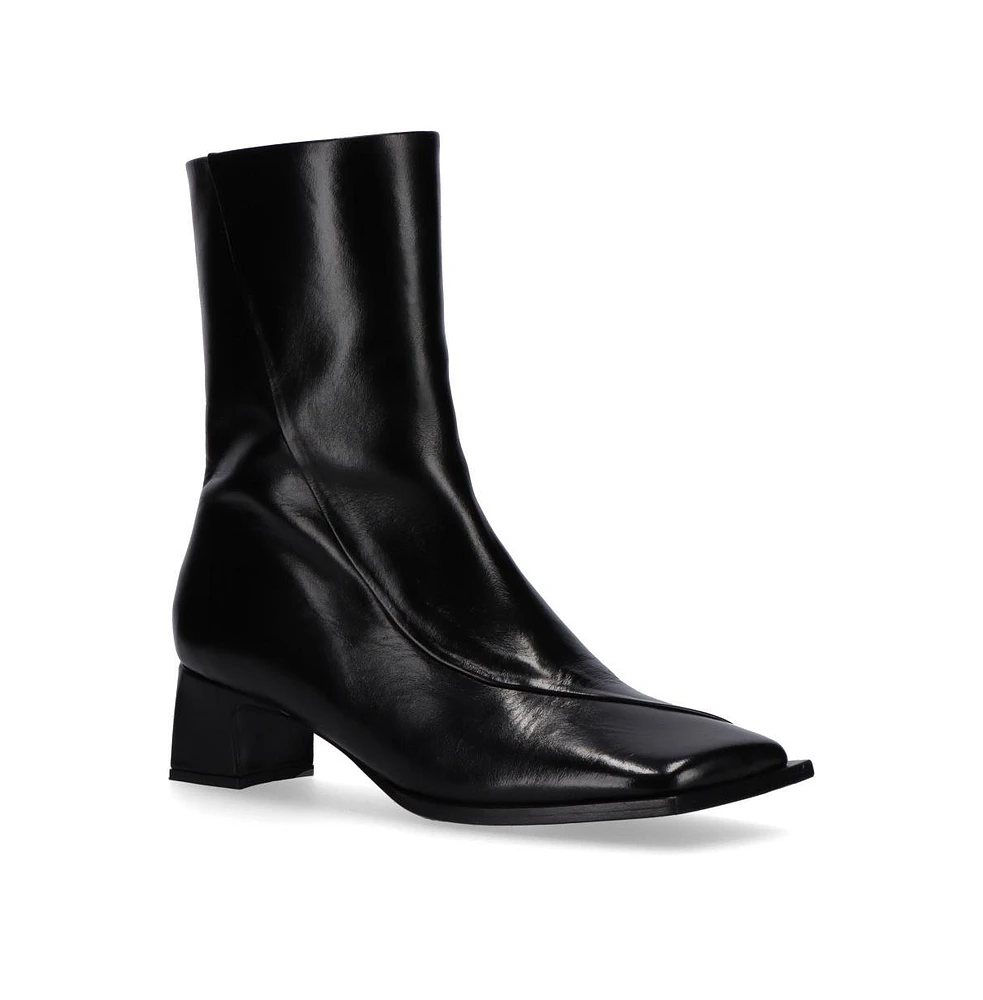 Chantal Black Leather Ankle Boots