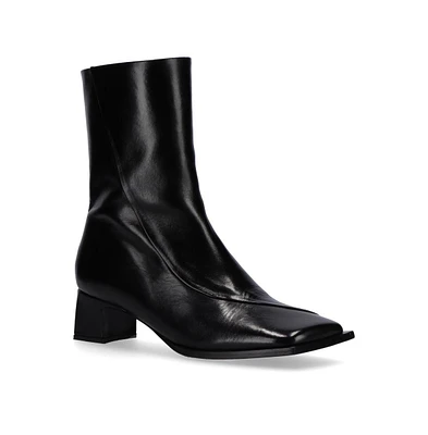 Chantal Black Leather Ankle Boots