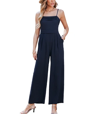 Cupshe Women's Delicate Pleats Blue Jumpsuit