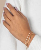 By Adina Eden Cubic Zirconia Solitaire Four Prong Paperclip Bracelet