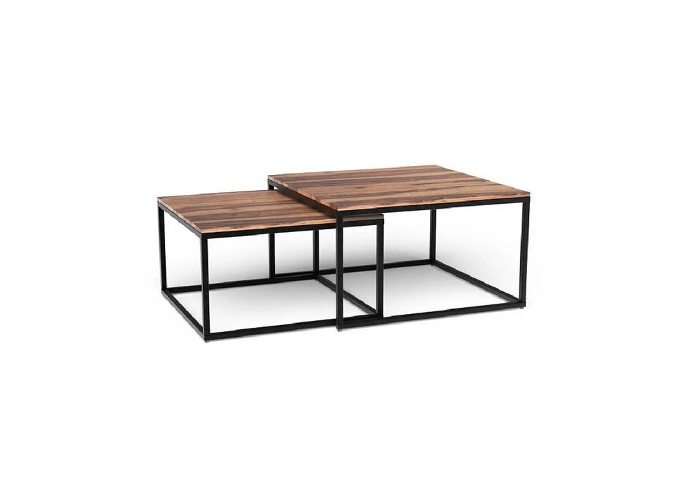 Solid Wood and Iron Square Coffee Table for Modern Living Room Decor