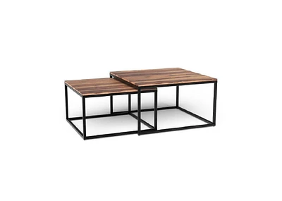 Solid Wood and Iron Square Coffee Table for Modern Living Room Decor