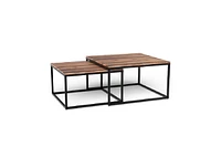 Solid Wood and Iron Square Coffee Table for Modern Living Room Decor