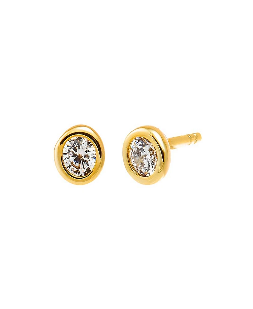By Adina Eden Mini Cubic Zirconia Bezel Stud Earrings