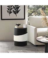 LuxenHome Modern Black and White Metal Round Side Table
