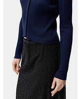 Gobi Cashmere Women's Hidden Button-Front Silk Cardigan