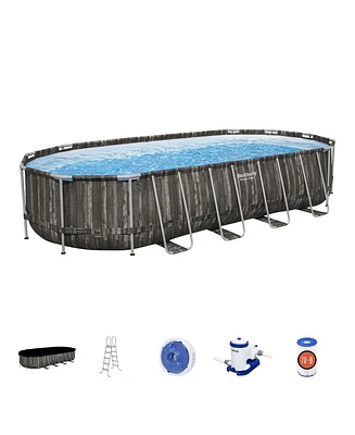 Bestway Power Steel 24 x 12 x 52” Oval Above Ground Outdoor Swimming Pool Set