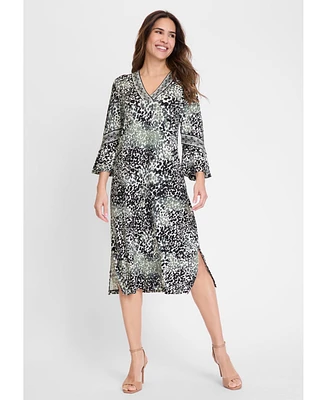Olsen Women's Animal Print Bell Sleeve Dress