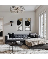 LuxenHome 2-Piece Black, White, and Gold Modern Abstract Wall Decor Set