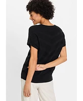 Olsen Women's Stitch Interest Sleeve Sweater