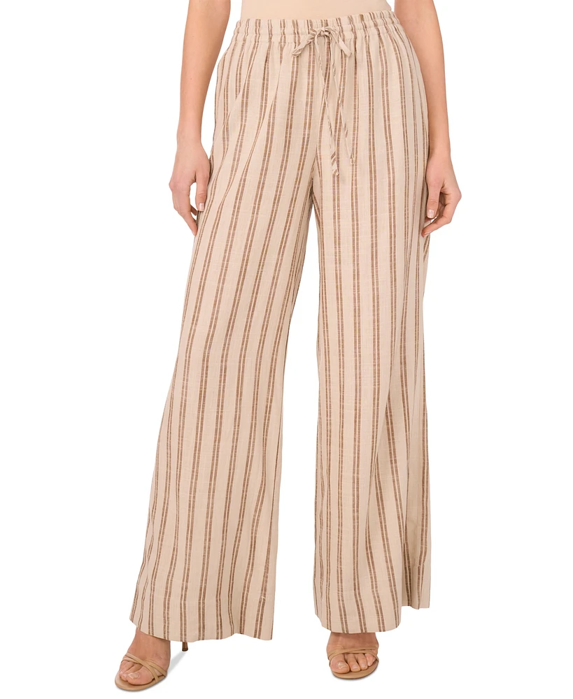 1.state Women's Striped Drawstring Wide-Leg Pants