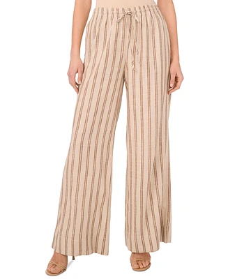 1.state Women's Striped Drawstring Wide-Leg Pants