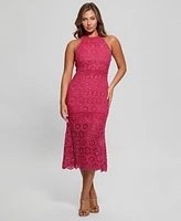 Guess Women's Nicki Crocheted Sleeveless Midi Dress