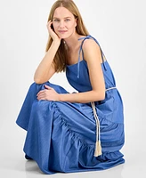 julia jordan Women's Sleeveless Tie-Shoulder-Strap Tiered Maxi Dress