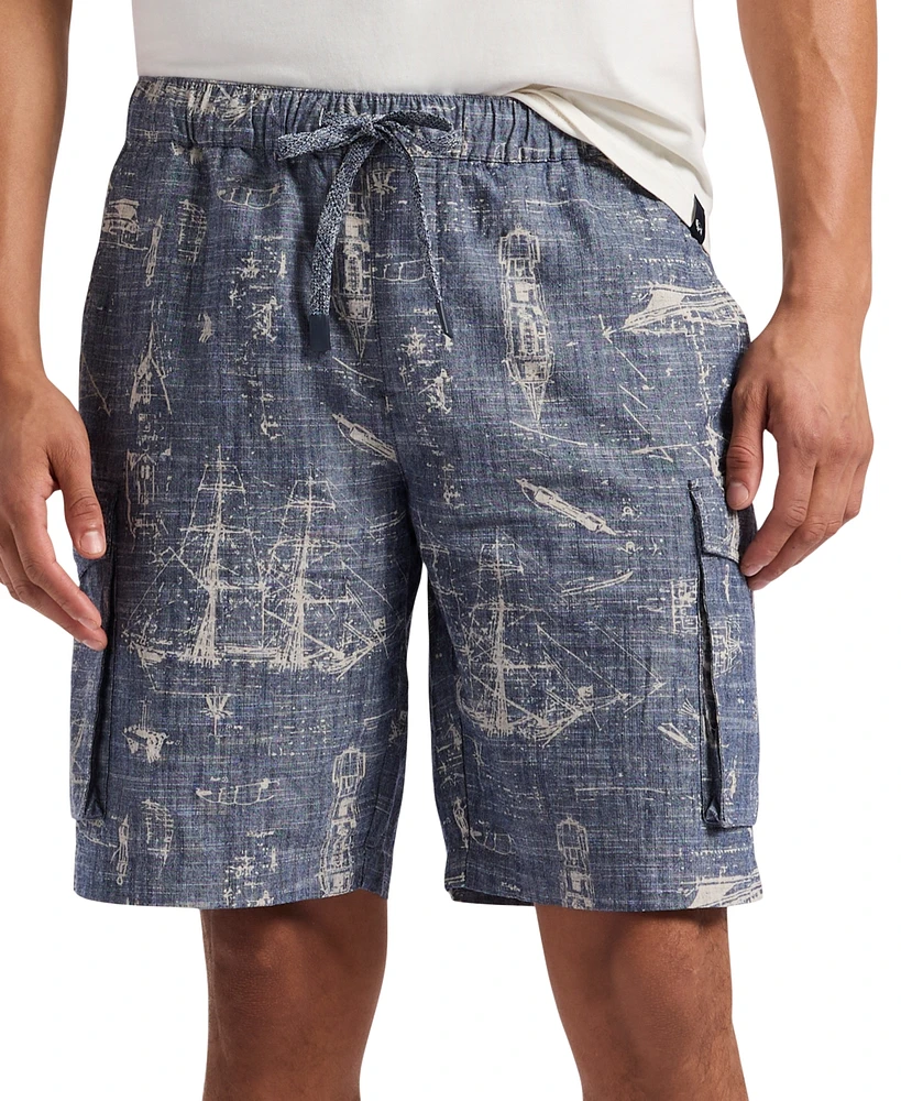 Men's Relaxed-Fit Halten Nautical Graphic Cargo Shorts