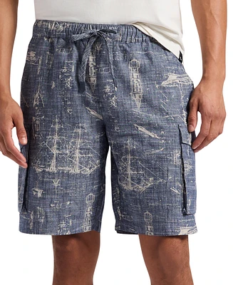 Men's Relaxed-Fit Halten Nautical Graphic Cargo Shorts