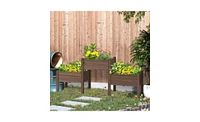 Durable Wooden Planter Box with Elevated Flower Shelf