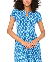 Msk Petite O-Ring-Trim Tie-Waist Short-Sleeve Dress