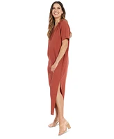 London Times Women's Spread-Collar Short-Sleeve Dress
