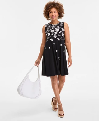 Style & Co Petite Placed-Floral Sleeveless Flip Flop Dress, Exclusively at Macy's