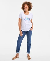 Style & Co Women's Iris Graphic Crewneck Short-Sleeve T-Shirt, Exclusively at Macy's