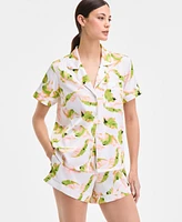 I.n.c International Concepts Women's Stretch Satin Short-Sleeve Pajama Set, Exclusively at Macy's