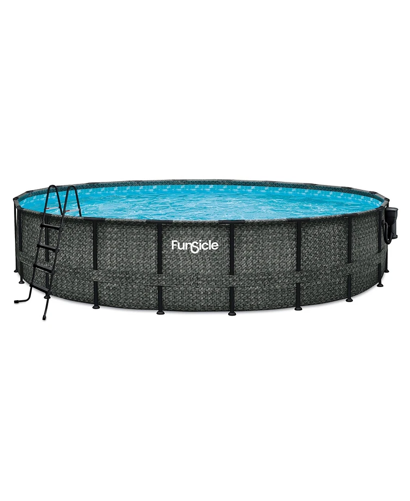 Funsicle 20' x 48" Oasis Round Outdoor Above Ground Swimming Pool, Herringbone