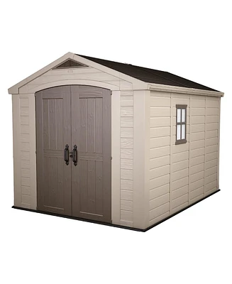 Keter 211203 Factor 8 x 11 All Weather Resistant Outdoor Storage Shed, Taupe